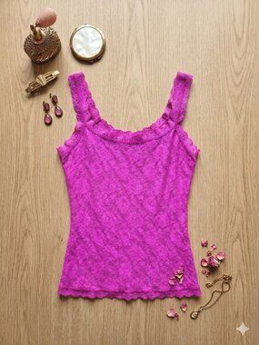 Hanky Panky Bright Magenta Lace-Trim Camisole